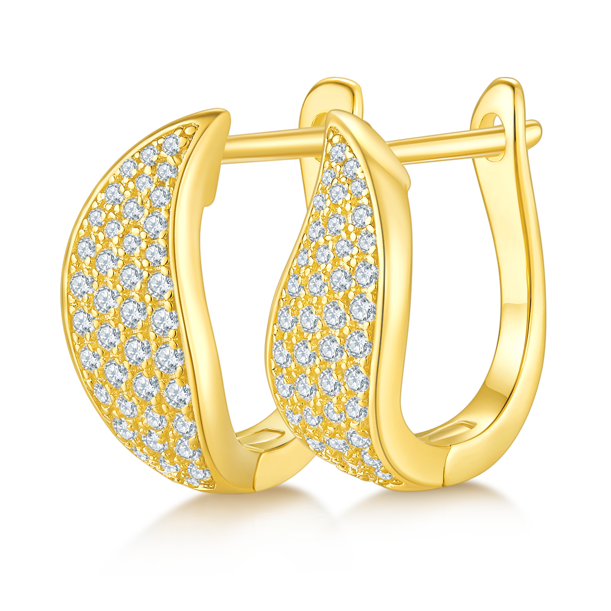S925 Sterling Silver 82pcs Moissanite Crescent Huggie Hoop Earrings 16.5mm Platinum Plated GRA Certified Hypoallergenic Gift Box