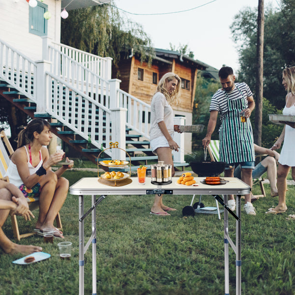 90 X 60 X 70cm Home Use Aluminum Alloy Folding Table White