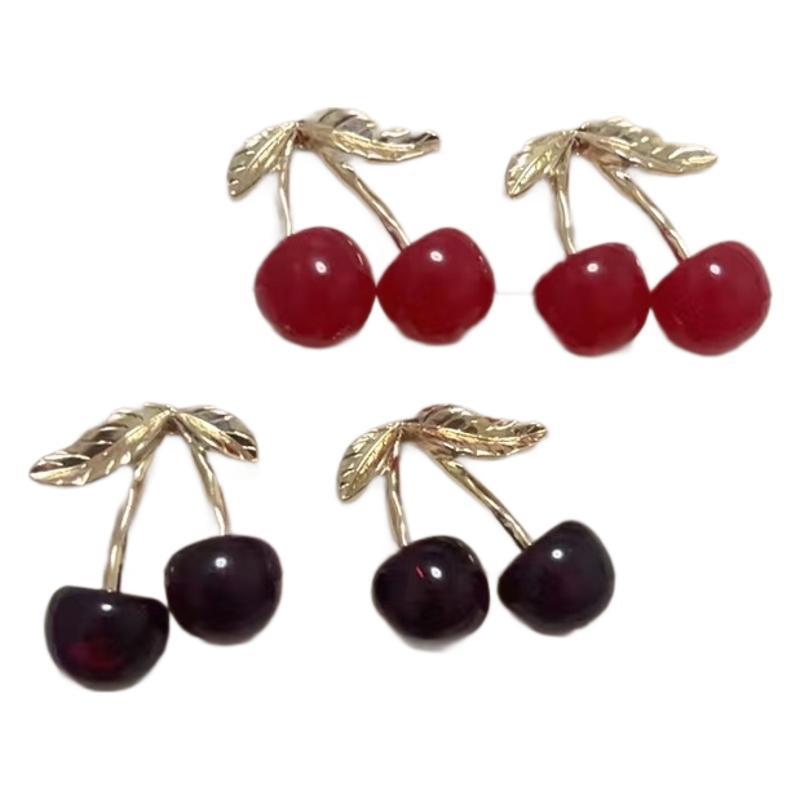 Korean Internet Celebrity New Red Cherry Earrings Niche