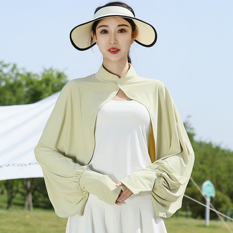 Womens Summer Sun-Protection Long Cape For Outdoor Cycling