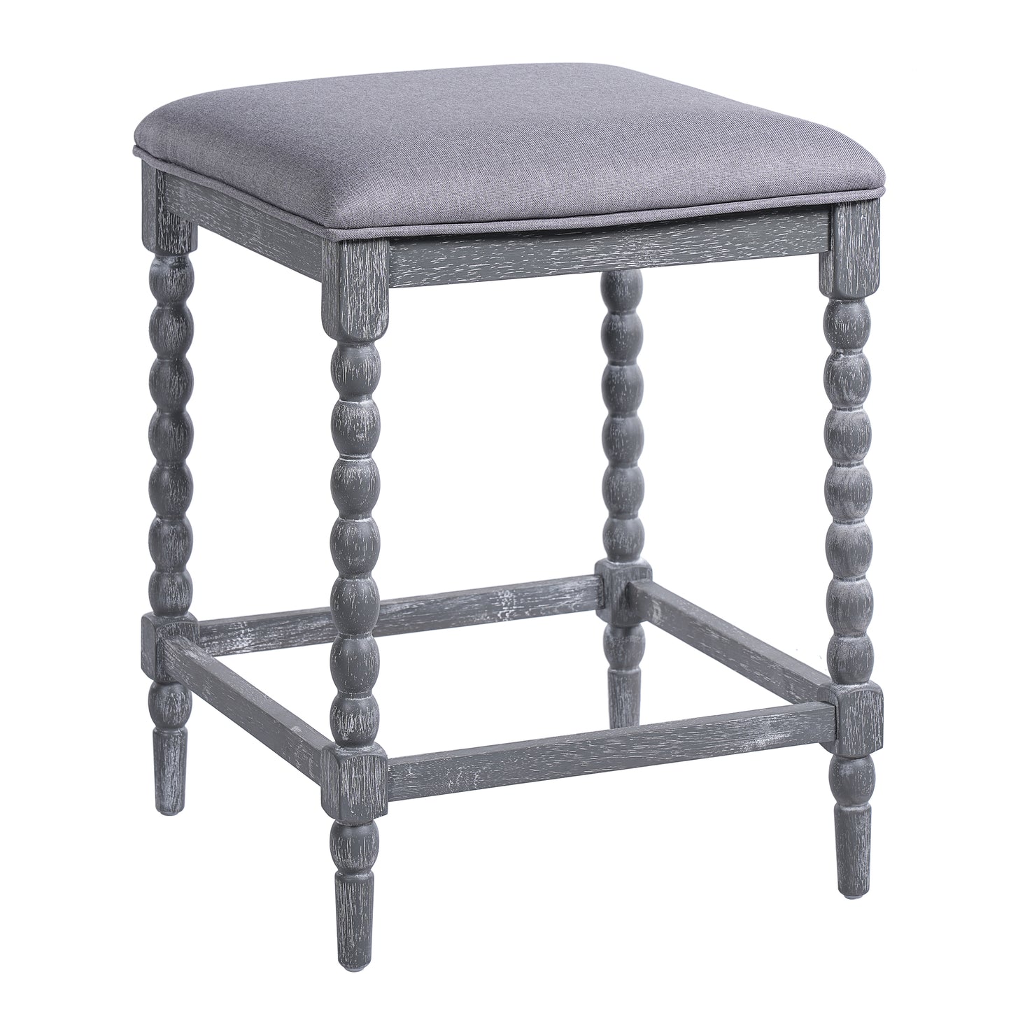 26Counter Stools,Set Of 4 With Upholstered Seat, Solid Acacia Wood Frame, Foam-Padded Seat, Open Airy Design For Kitchen Island And Bar, Gray
