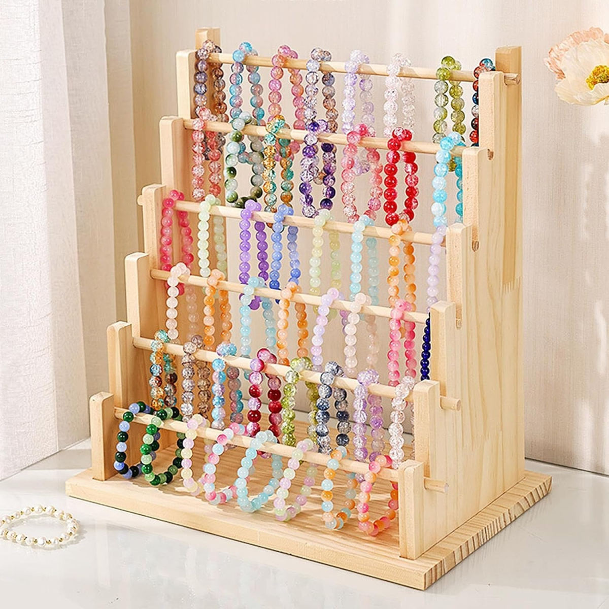 Solid Wood Jewelry Shelf (6 Levels) – Practical Storage For Necklaces, Bracelets, And Rings – Accessories For Hand Tools