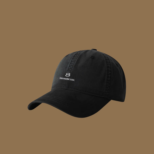 Men's And Women's Matching Solid-Color Embroidered Letters 8 Soft Top Adjustable Fashion Casual Baseball Cap Suitable For Outdoor Travel And Daily Use