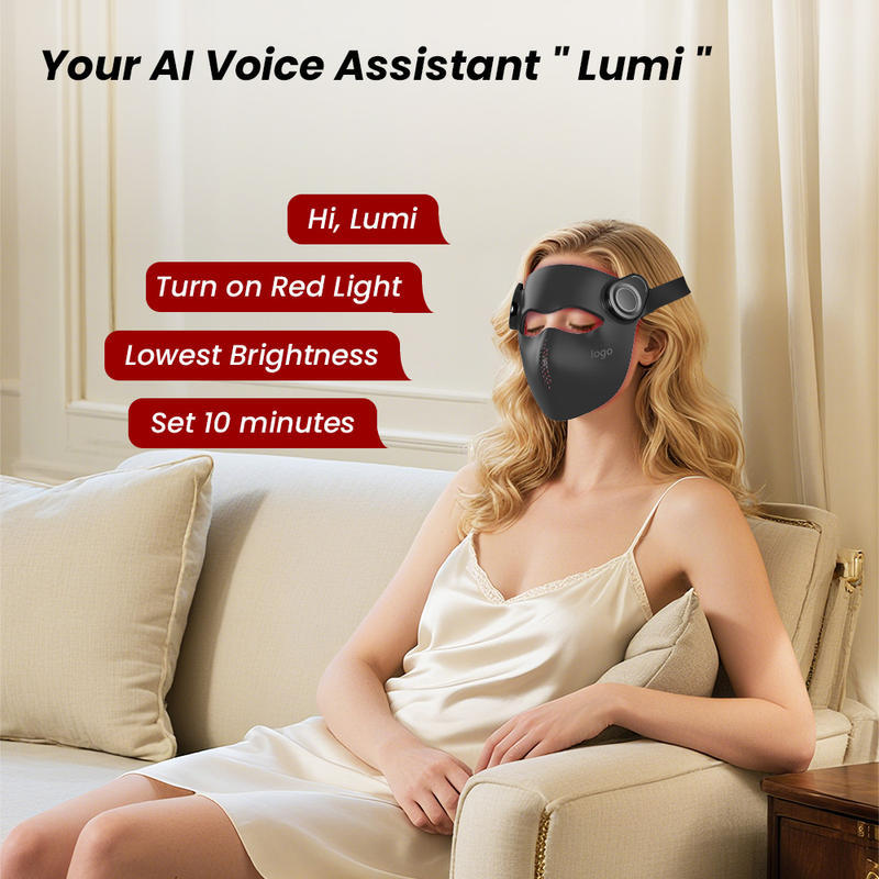 LED Red Blue And Infrared Light Beauty Device Mask With English Voice Function