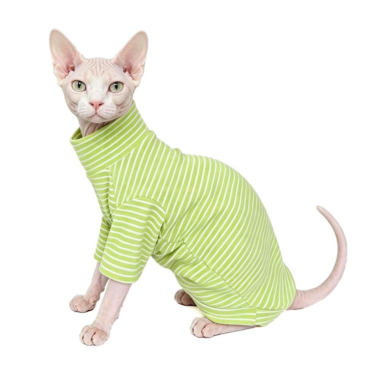 Sphynx Cat Clothes For Cats Only, Narrow Striped Sphynx Shirt Clothes T-Shirts Sweatshirt With Sleeves, Soft Kitten Sphinx Clothes Pet Apparel Devon Rex,Cornish Rex,Peterbald