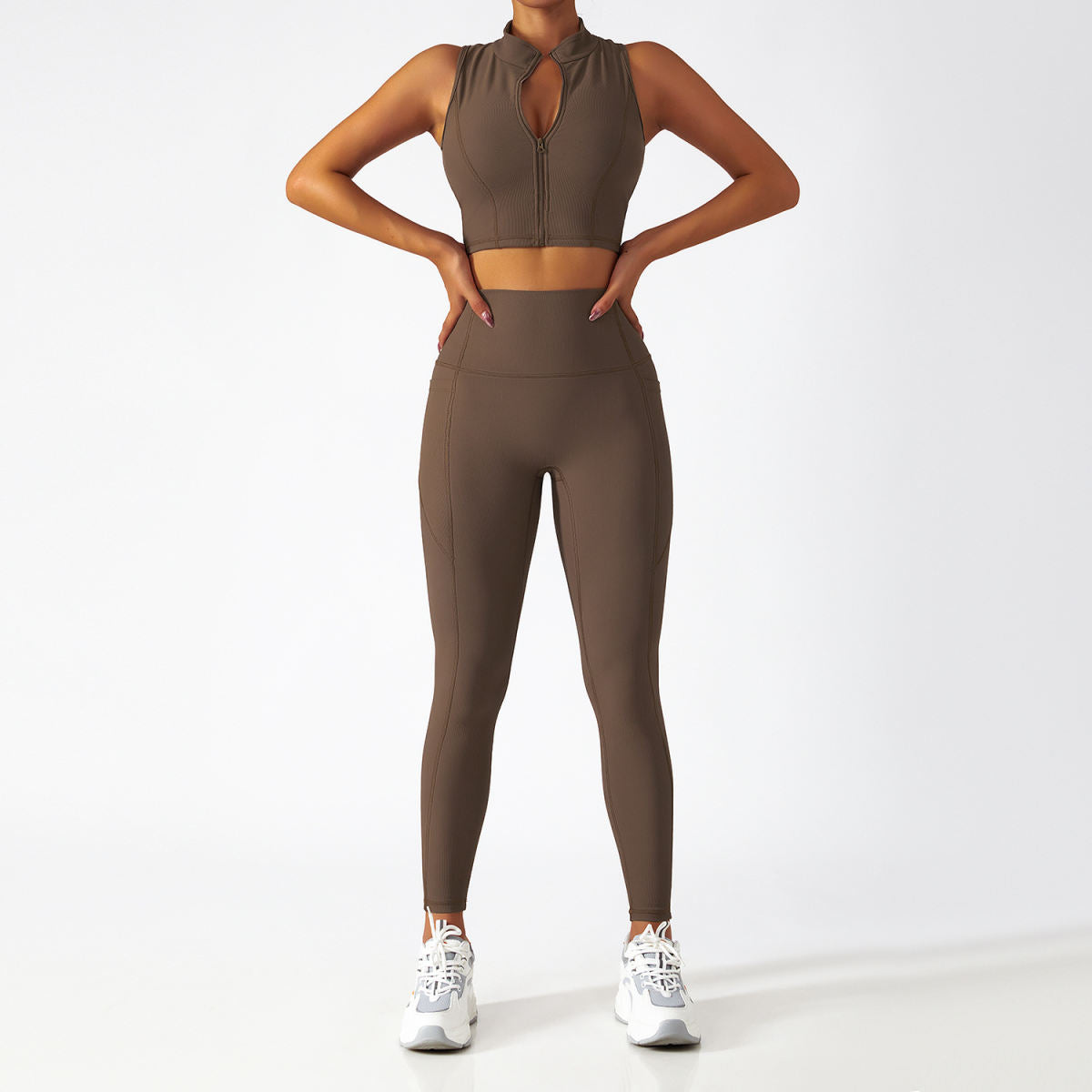 Breathable Zipper Long Sleeve Yoga Suit