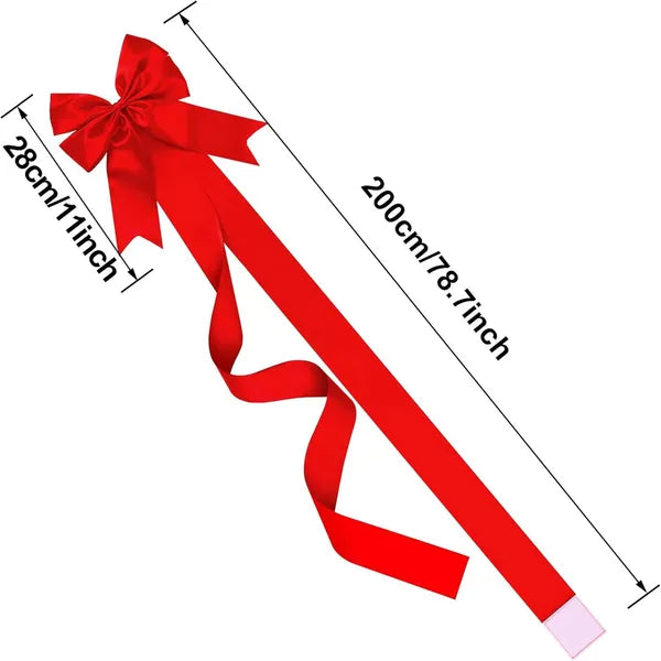 8 Pcs Christmas Cabinet Ribbons Bows For Kitchen 78.8 Inch Red Large Christmas Door Ribbon Cabinet Bows For Gifts Xmas Tree Home Wall Furniture Party Decorations