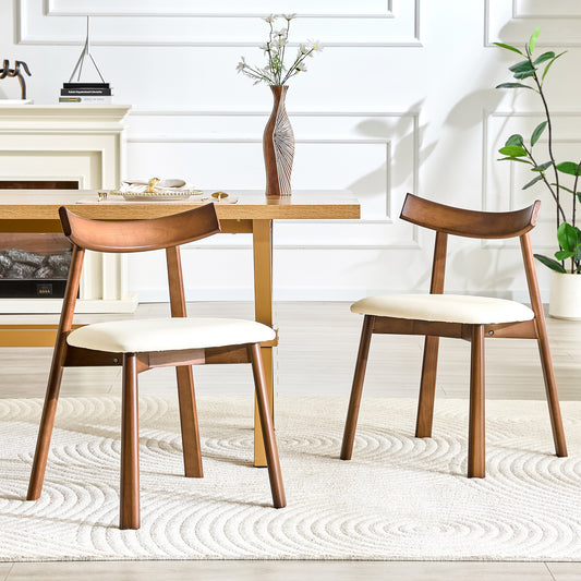 Set Of 2 Dining Chairs With Wooden Frame, Upholstered Kitchen Chairs With Ergonomic Backrest, Modern Wooden Chairs For Dining Room Living Room, Only Chairs Without Table