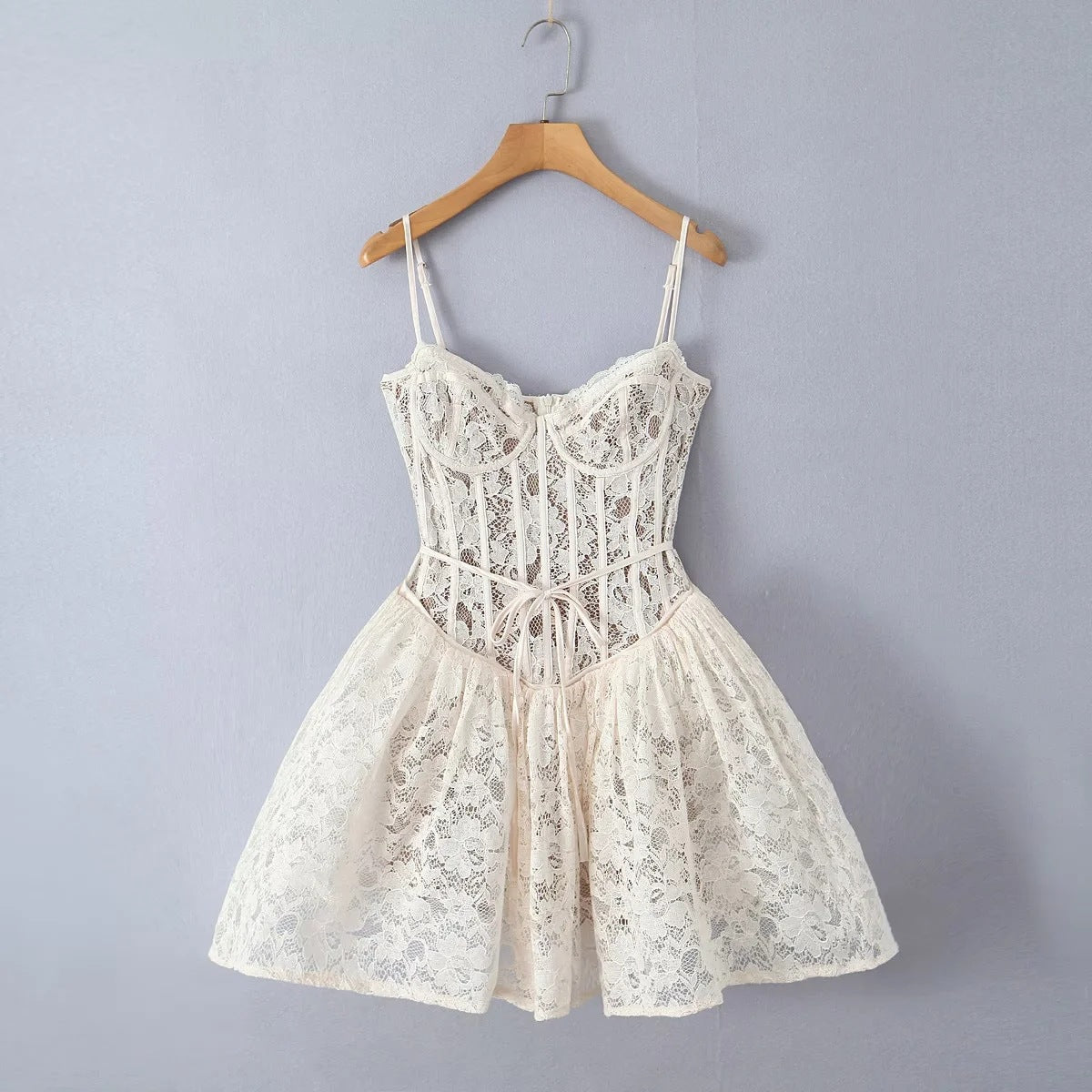 Womens Fishbone Lace Fashion Casual Dress