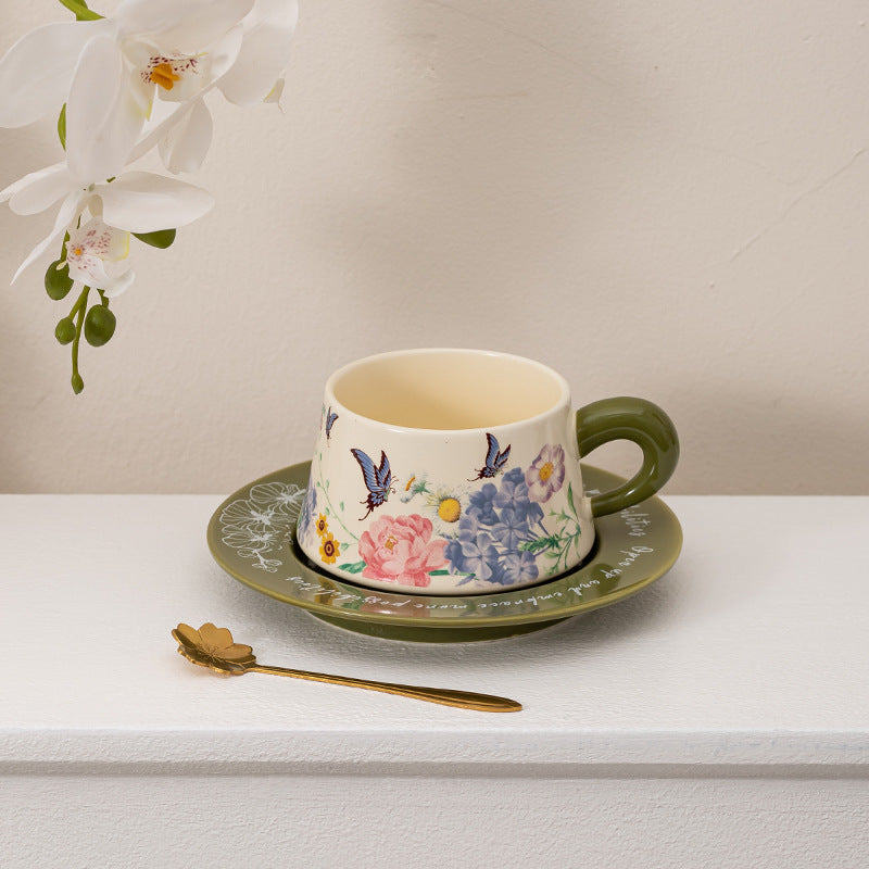Butterfly Coffee Cup And Saucer Gift Set Ceramic Mug