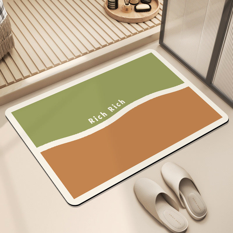 Modern Minimalist Color-block Diatomaceous Earth Bath Mat