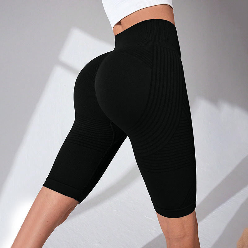 Seamless High Waist Yoga Hip Lifting Peach Hip Fifth Pants