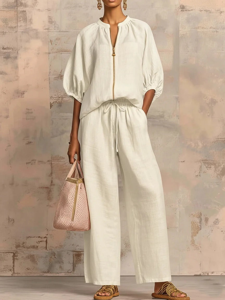 Bestselling Women's Fashion Loose Fit Two-Piece Set, Matching Top And Wide Leg Pants Outfit