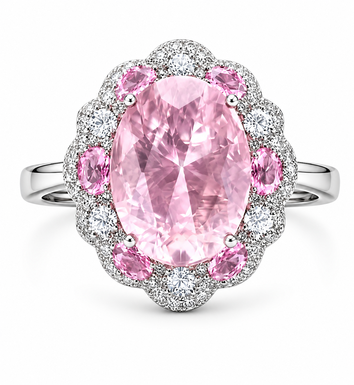 Oval Large  CZ Multi-Tone Floral Halo Statement Ring For Women, Copper Plated Silver Mixed  White Crystal Vintage Wedding Cocktail Jewelry Gift