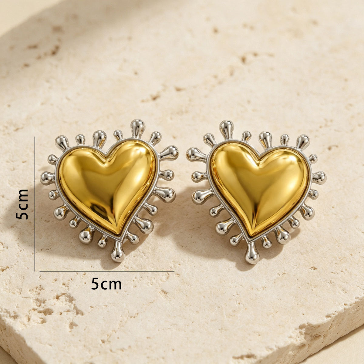 Women Geometric Heart Thorn Stud Earrings, Unique Personality Ear Jewelry, European American All-match Premium Texture Accessories