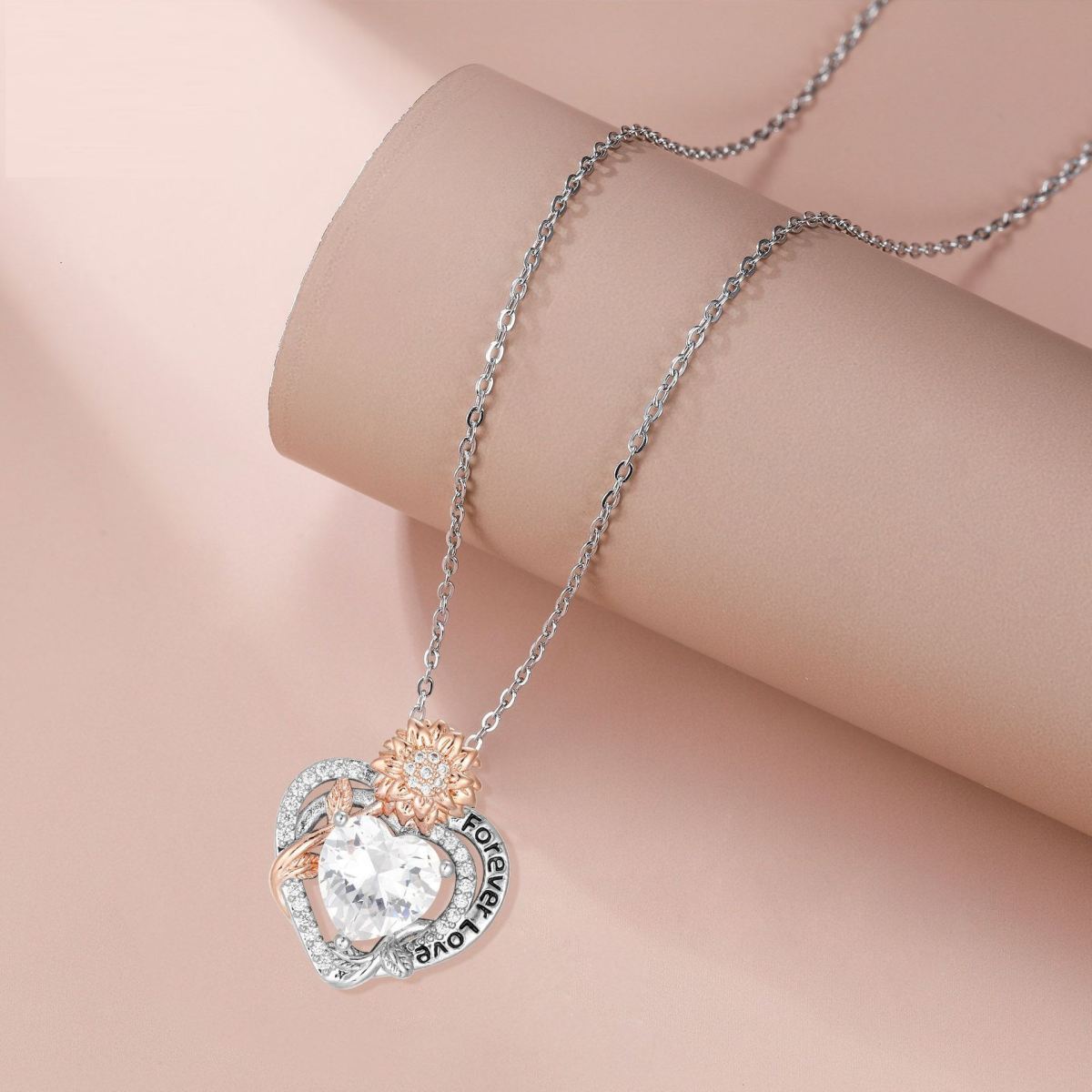Heart-shaped Inlaid Sunflower Necklace Fashion Accessories
