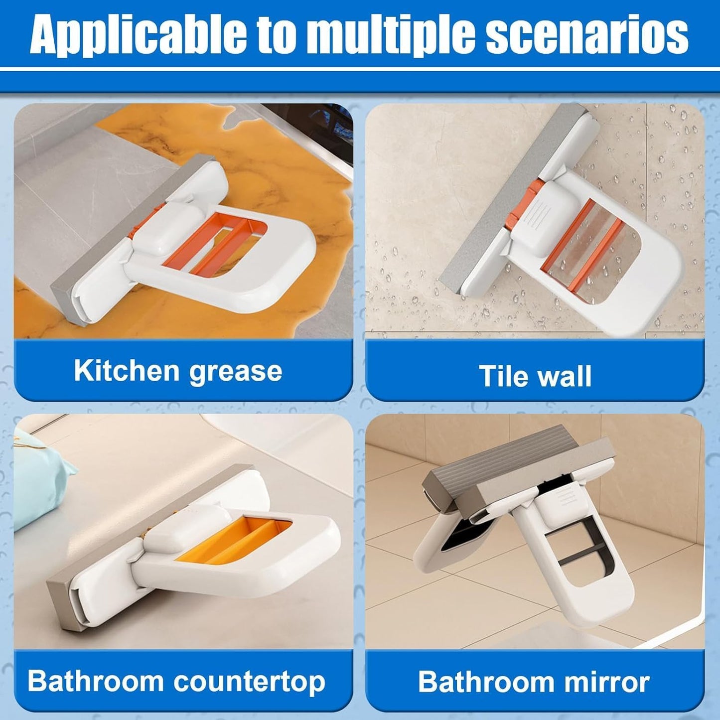 Foldable Water Absorbing Desktop Sponge Mop, Mini Compact Scrubber Pad Cleaner For Bathroom Kitchen Glass Living Room Car, Effortless Multi Scene Scratch-Free Cleaning