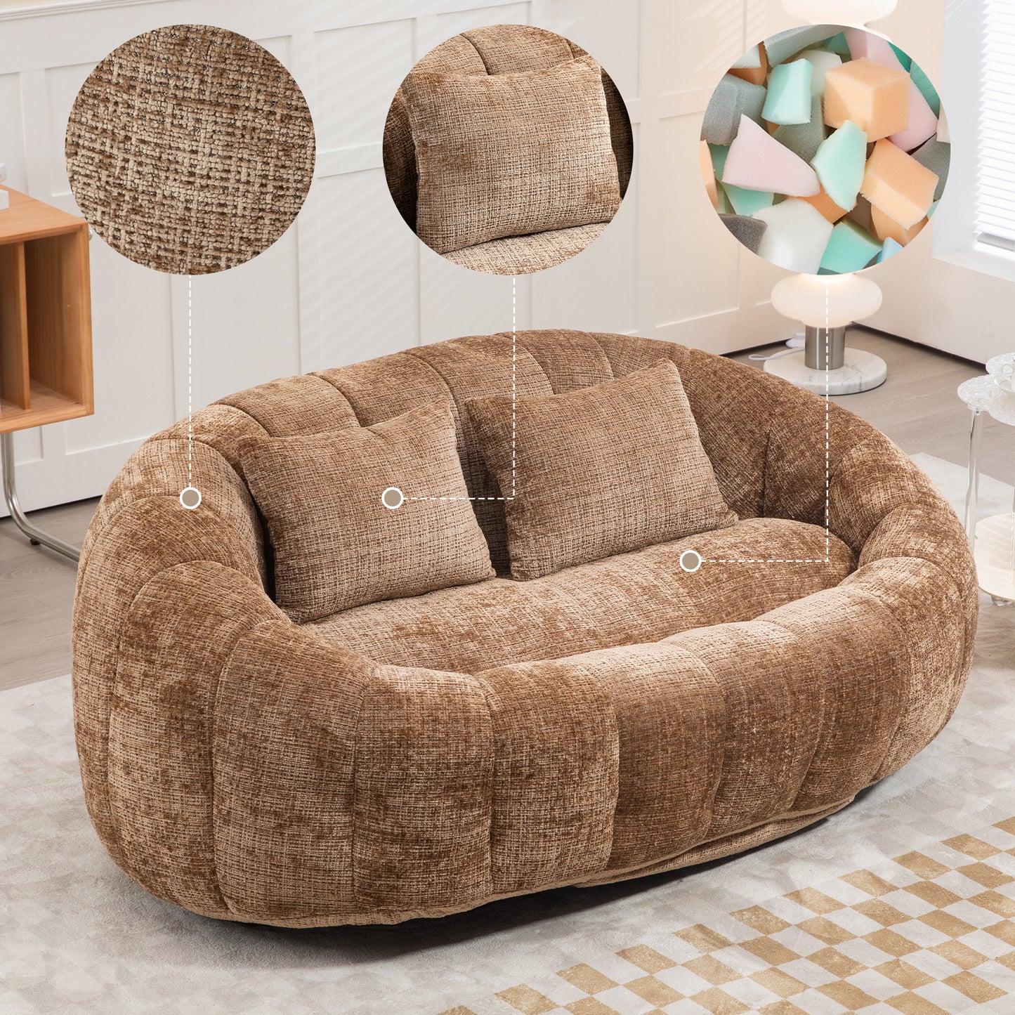 Bean Bag Sofa Lazy Sofa Durable Comfort Lounger High Back Bean Bag Chair Couch For Adults And Kids, Indoor & Outdoor, Accent Floor Soft Lounge Chair  Coffee Chenille