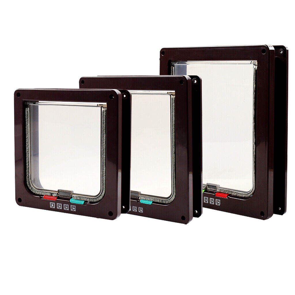 Pet Door Locking Small Medium Large Dog Cat Flap Magnetic White Frame 4 Way