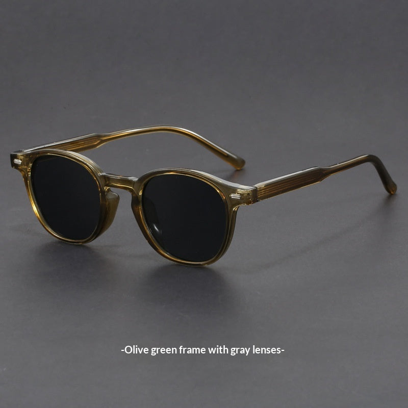 Small-face Green-frame Gradient Tea-colored Sunglasses Stylish Unisex Design With UV Protection