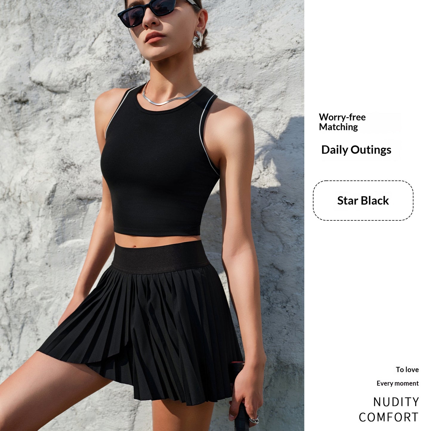 Women's Spring & Summer Tennis Skirt Set With Built-in Safety Shorts, Quick-Dry Sports Fitness A-Line Skirt, Casual Yoga Skirt Outfit