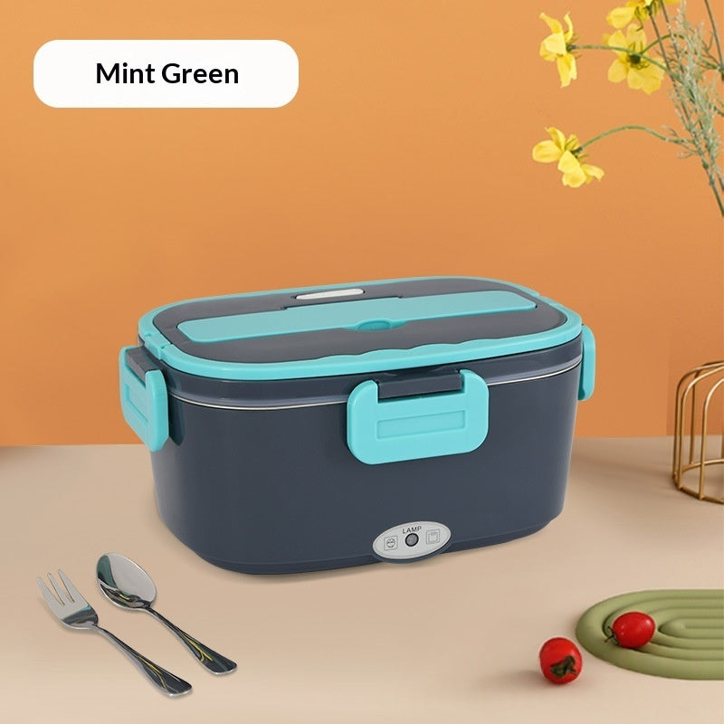 Black Electric Heated Lunch Box Stainless Steel Home And Car Dual-Use