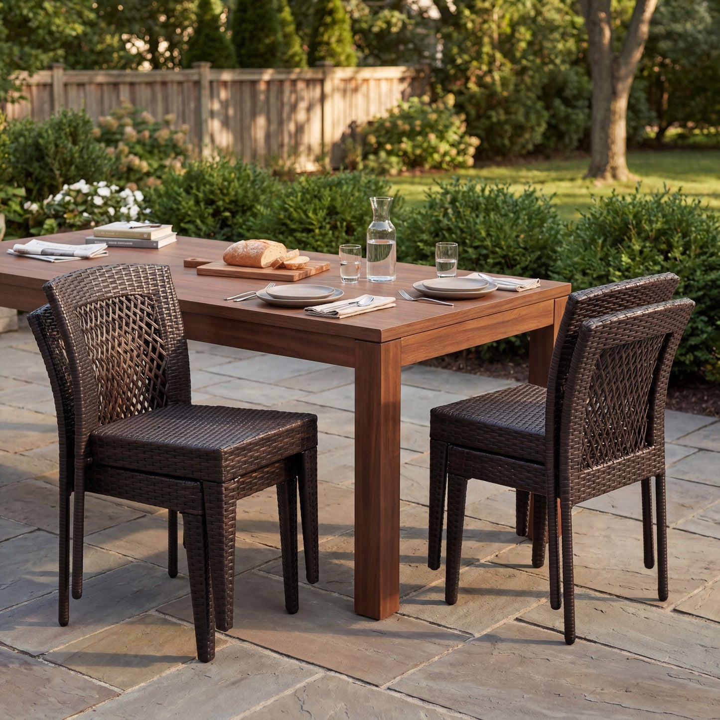 Outdoor Dining Chairs Set Of 4, Stackable Chairs With UV-Resistant PE Rattan And Steel Frame, For Patio, Garden, Balcony, Supports 400lbs