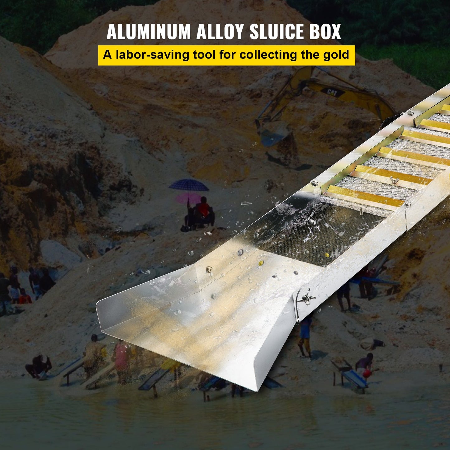 Folding Aluminum Alloy Sluice Box, Compact 50' Sluice Boxes For Gold, Lightweight Gold Sluice Equipment, Portable Sluice Boxes W/Miner's Moss, River, Creek, Gold Panning, Prospecting, Dredging