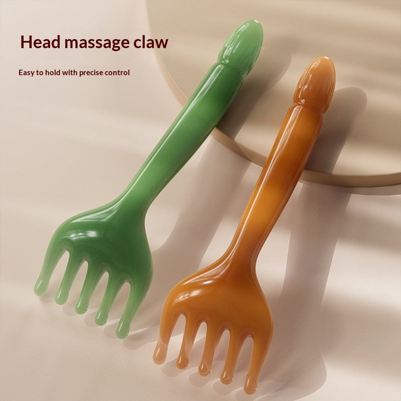 Resin Five-prong Massage Comb, Head Massager For Meridians And Acupoints
