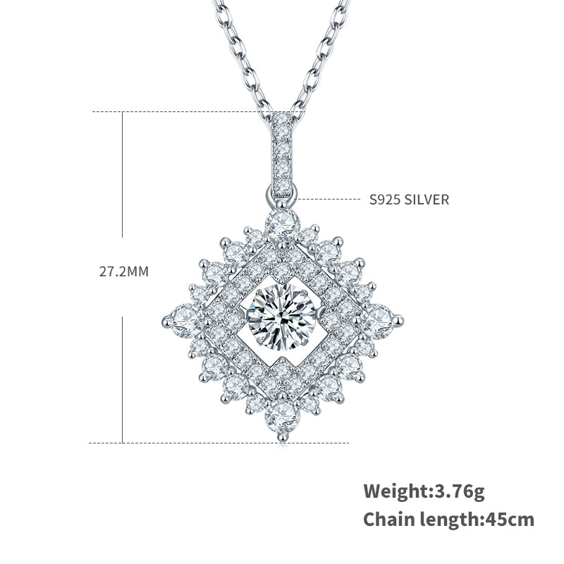 S925 Sterling Silver 0.5ct D Color VVS1 Moissanite Geometric Diamond Pendant Necklace 45cm Platinum Plated GRA Certified Gift Box