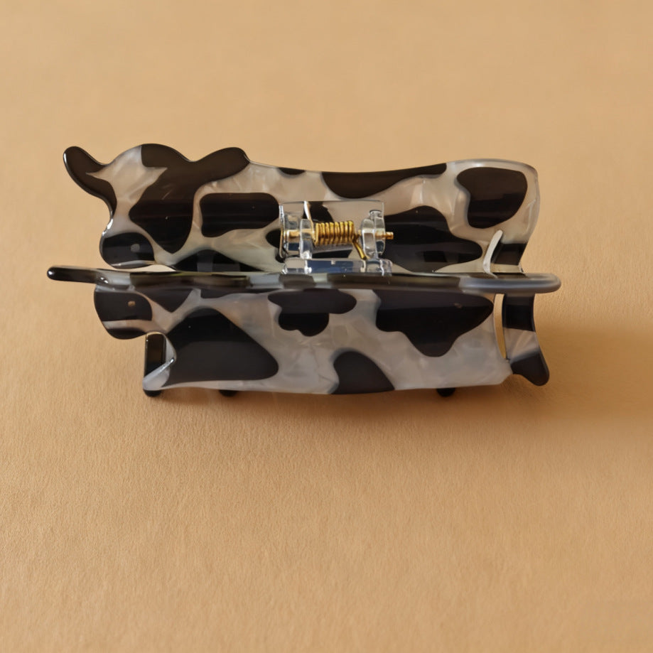 Cute Cartoon Cow Hair Clip In Black And White