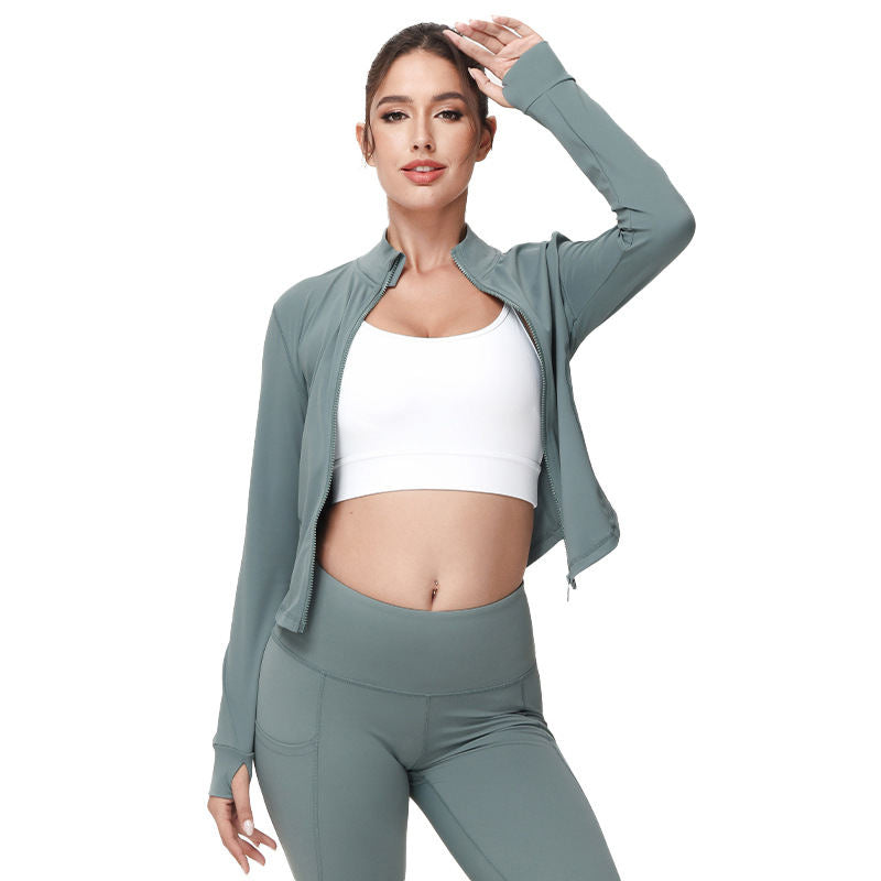 Yoga Coat Stand Collar Jacket Top Sports Slim-fitting