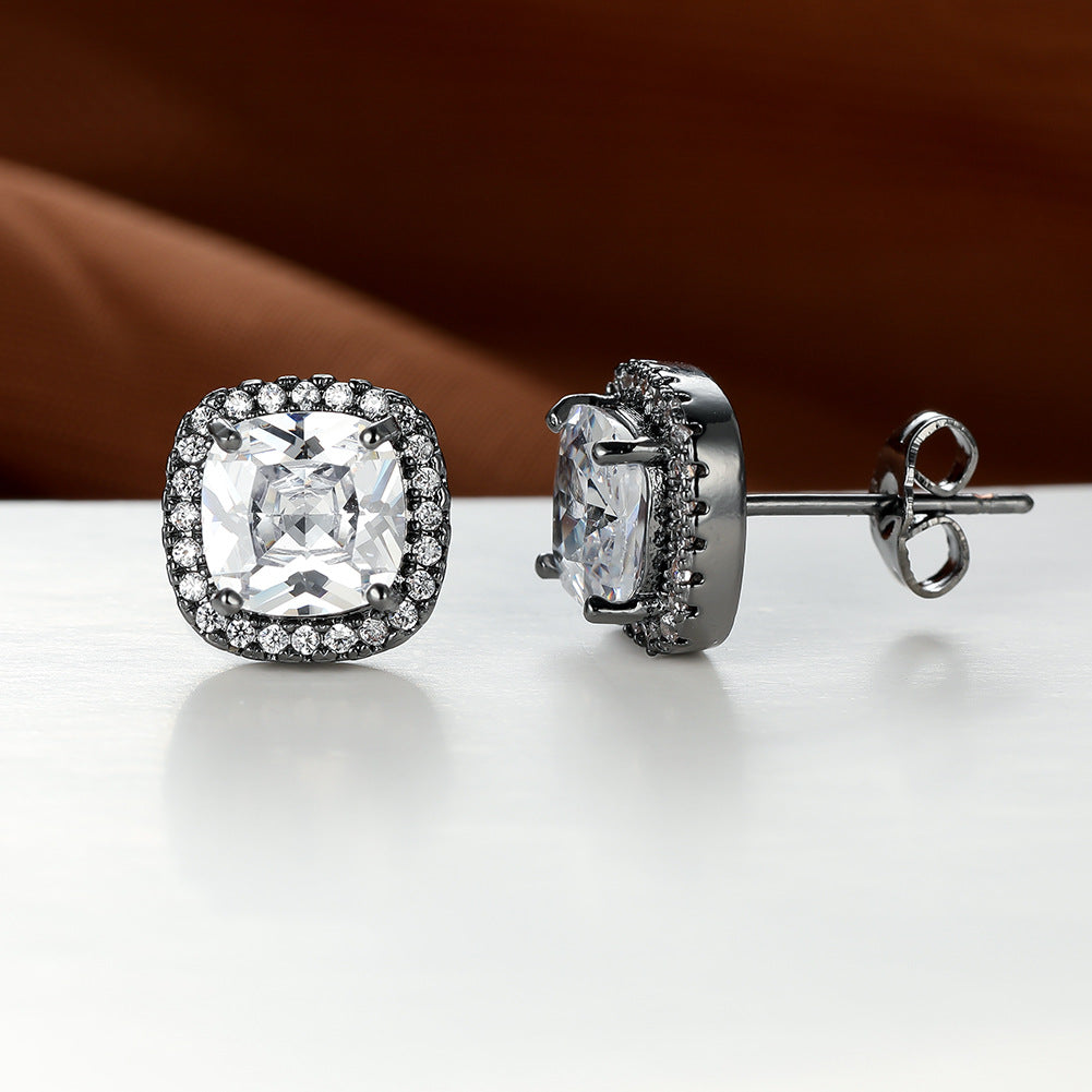 Korean-style Fashionable All-diamond Zircon Womens Stud Earrings