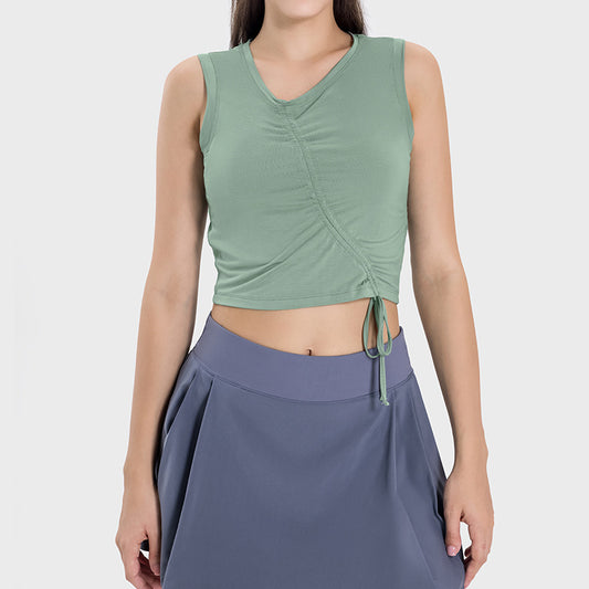 Cropped Sleeveless Yoga Vest For Women, Skin-friendly, Naked-feel, Running, Casual, Fitness Sports Top