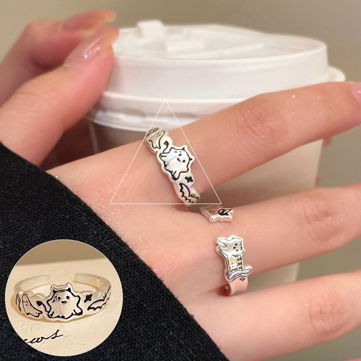Korean Graffiti  Ring, Irregular Stylish Adjustable Finger Ring, Ins Trendy Index Finger Ring For Women