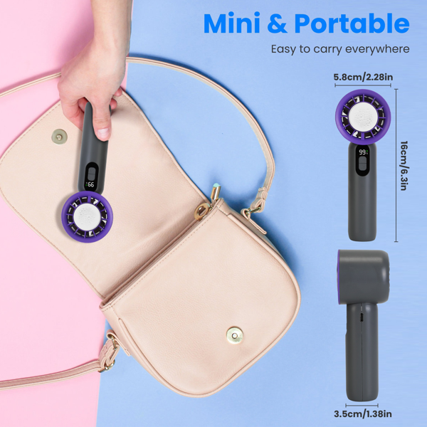 Speed Handheld Cooling Fan With Superconducting Ice Pack, 3000mAh Rechargeable Portable Mini Air Cooler With LCD Display For Summer Outdoor Travel