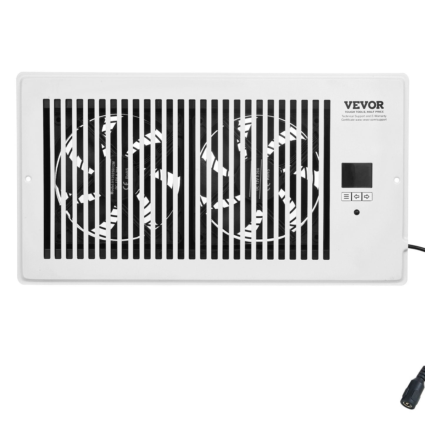 Register Booster Fan, Quiet Vent Booster Fan Fits 6 X 12 Inch Holes, With Remote Control And Thermostat Control, Adjustable Speed For Heating Cooling Smart Vent, White