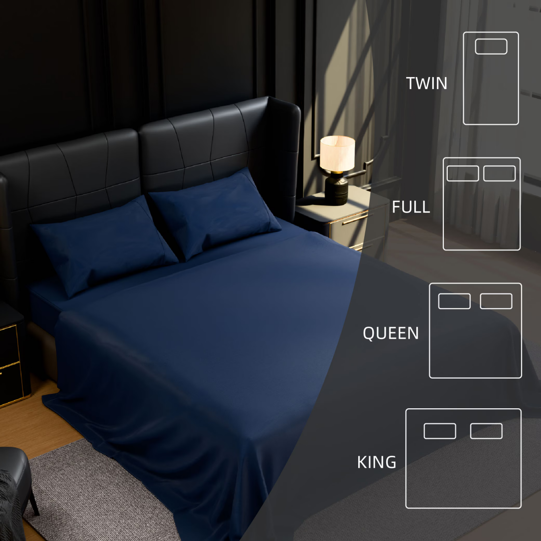 Bedding King Bed Sheets Set - 4 Piece Bedding - Brushed Microfiber - Shrinkage And Fade Resistant - Easy Care King, Navy Blue