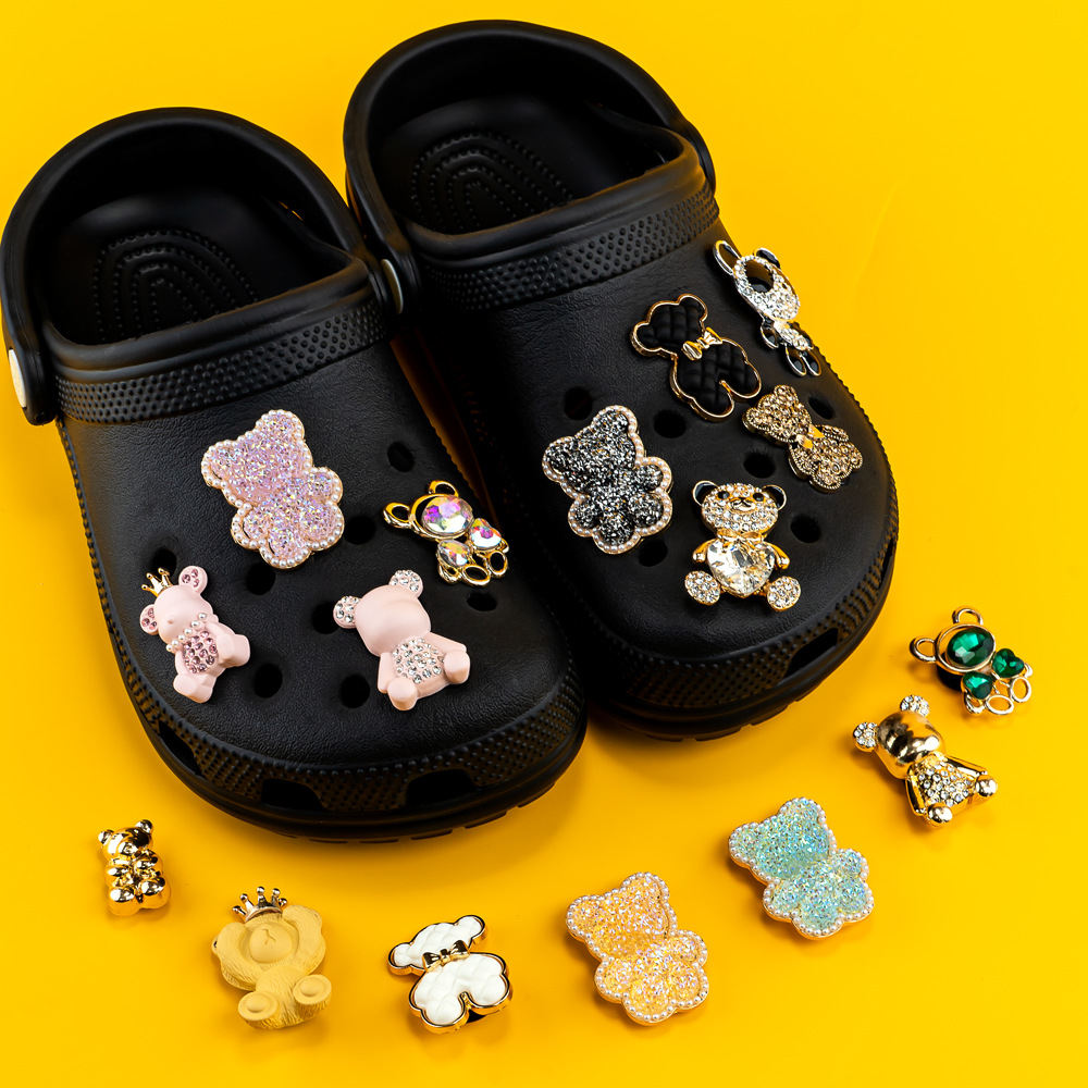 Metal Bear Shoe Ornament Hole Shoes Accessories High Sense