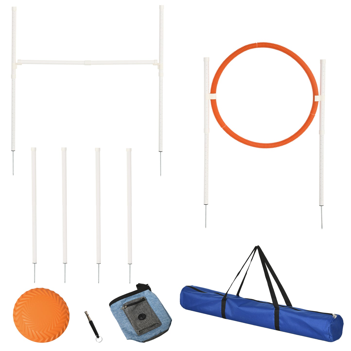 PawHut Dog Agility Training Equipment For Dogs With Carry Bag - Multicoloured