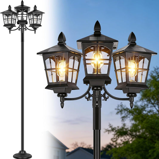 Three-head Solar Street Light Outdoor Post Lamp Waterproof For Outdoor Use