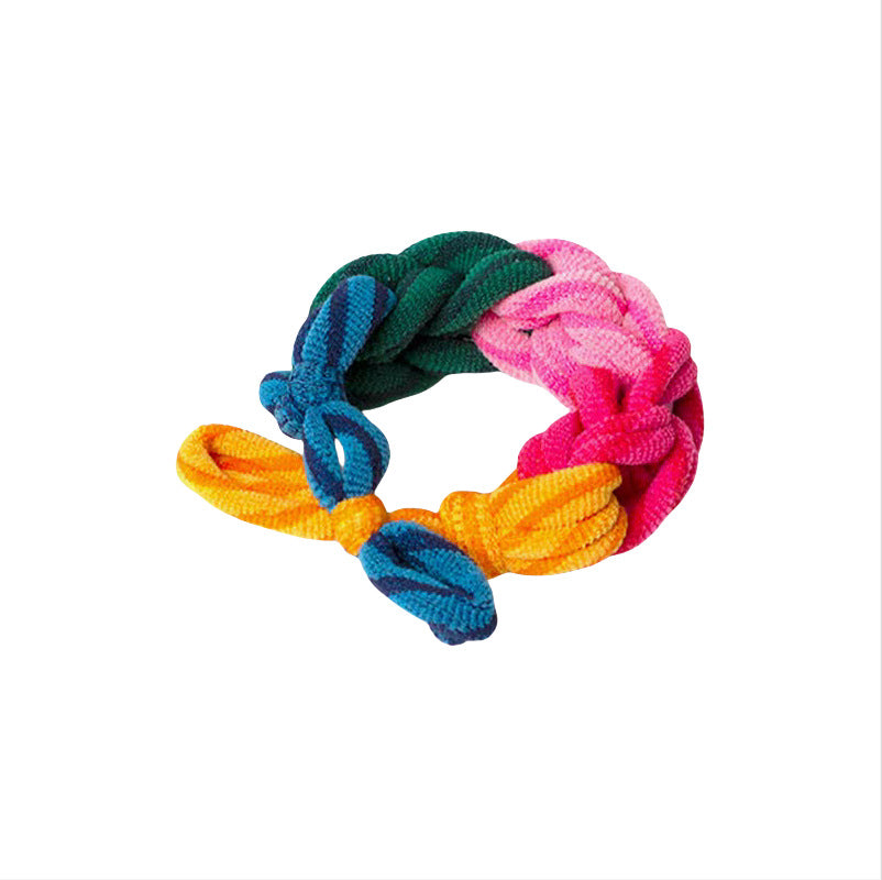 High Ponytail Hair Tie Colorful Braided