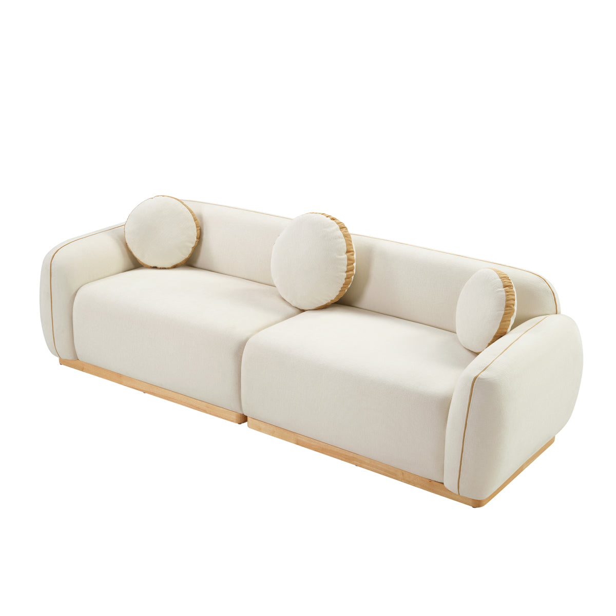 90.94     Modern Sofa Set, 3 Round Accent Pillows For Home Theater Lounge Den Guest Room