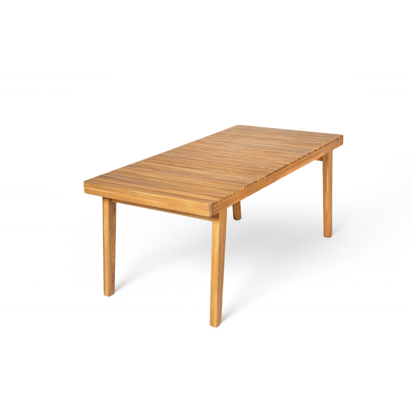 69  Acacia Wood Outdoor Dining Table With Slatted Top, 300 Lbs Weight Capacity, Ideal For Patio & Garden Gatherings, Natural Color