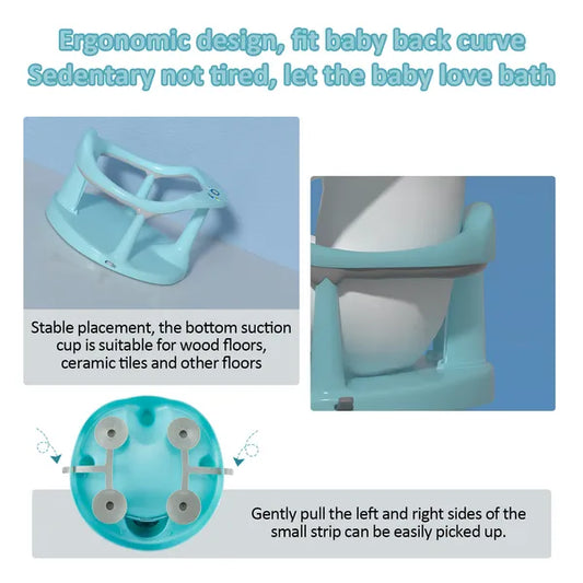 Baby Bath Seat,Baby Bath Chair, Newborn Shower Seat Bathtub Seat Cushion Children's Wrap-Around Shower Chair For 6 Months&Up Cyan