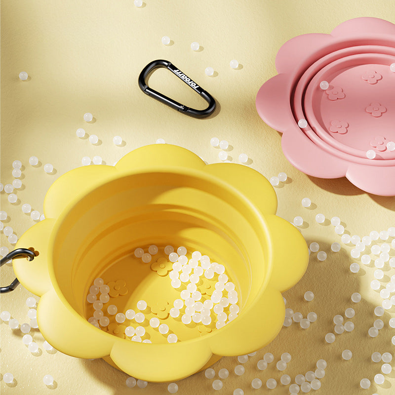 Dog Collapsible Bowl Folding Silicone Pet Travel Bowls Food Water Feeding BPA Free Foldable Cup Dish With Carabiner