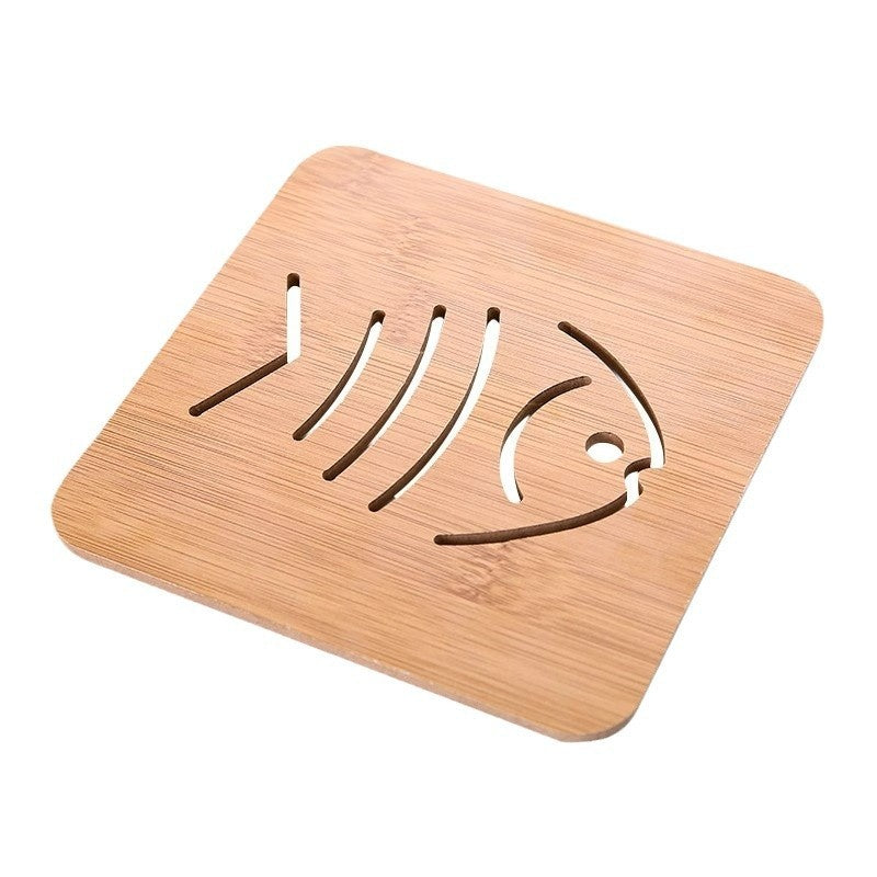 Wooden Coaster Hollow-out Cartoon Design Heat-insulating Mat For The Kitchen