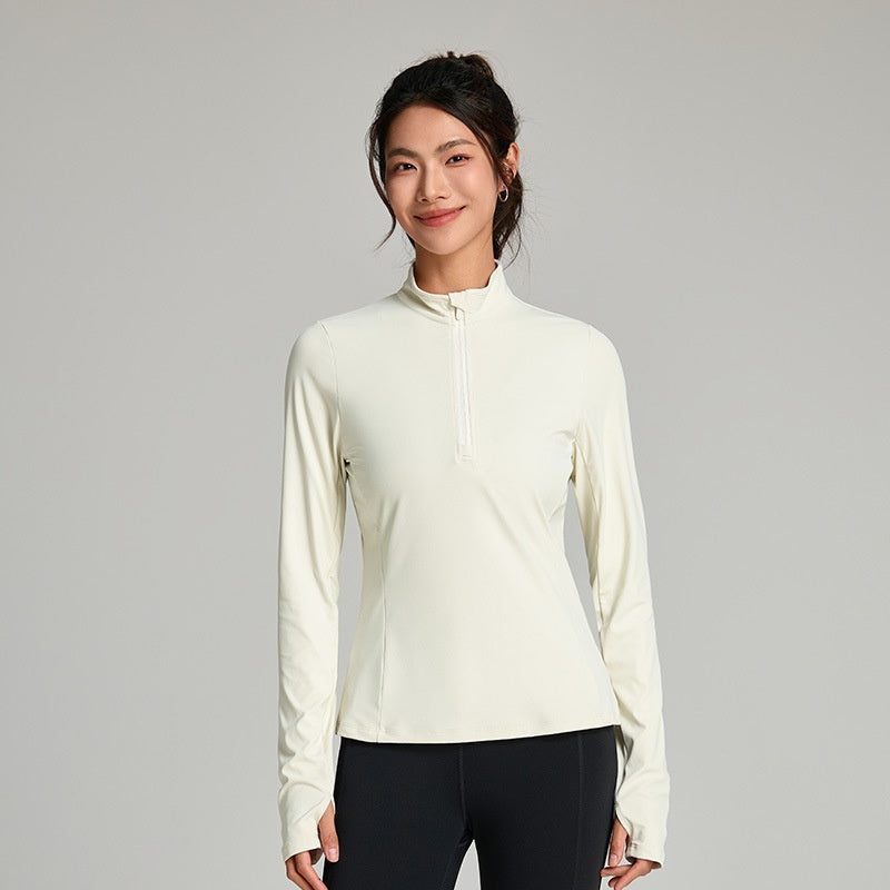 Cloud-feel Casual Jacket With A Half-zip Chic Quick-drying Stand-collar Fitness Top