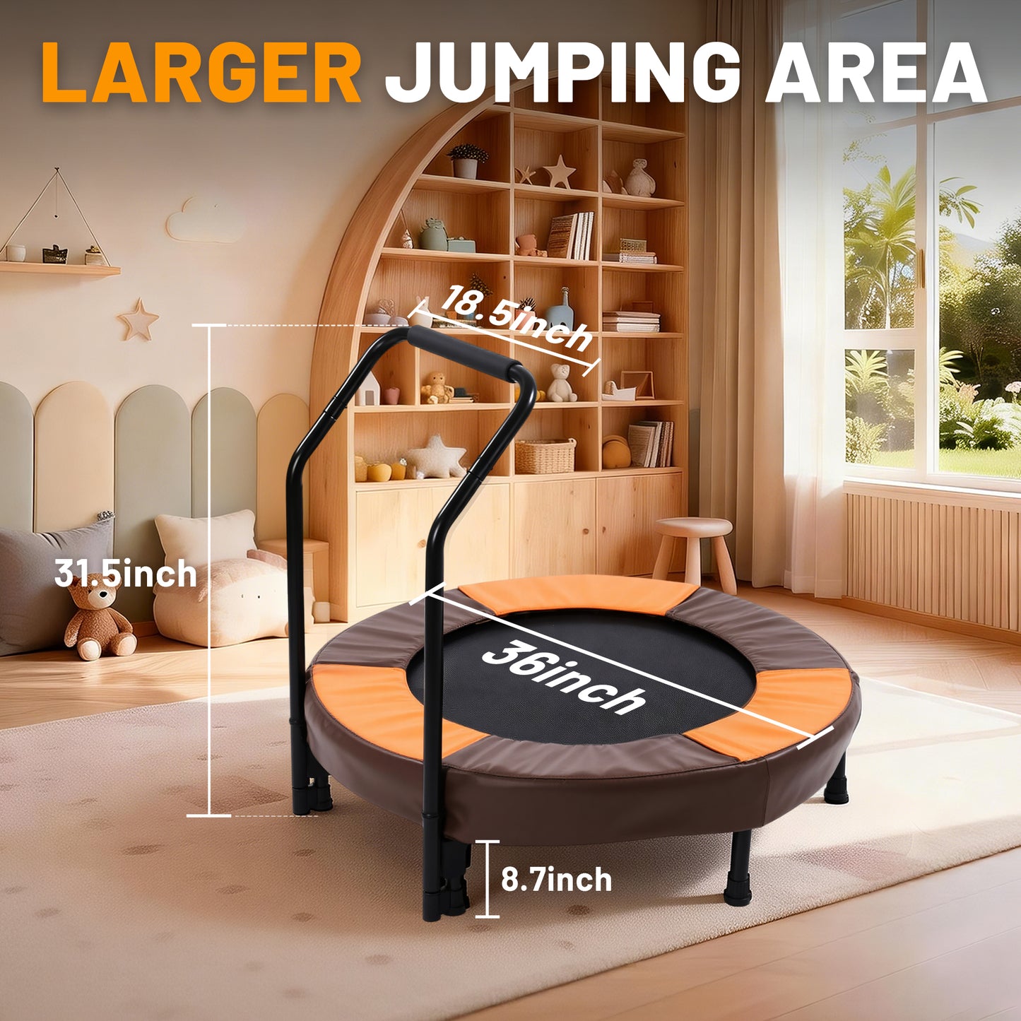 36 Inch Foldable Mini Trampoline, Indoor And Outdoor Rebounder  For Kids,Toddler Trampoline  Easy To Assemble, With Foam Handle And Safe Thickened Cover, Birthday Gift For Boys & Girlsfor Ages 1-6