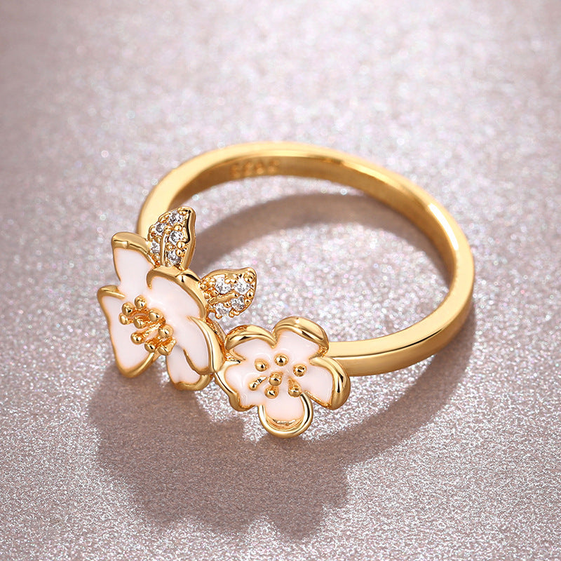 Korean-style Ethereal Camellia Ring For Women
